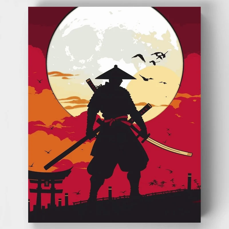 Samurai at Moonrise - Paint by Numbers Kit