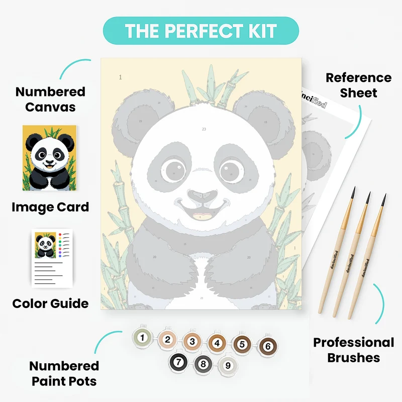 Happy Panda with Bamboo - Paint by Numbers Kit