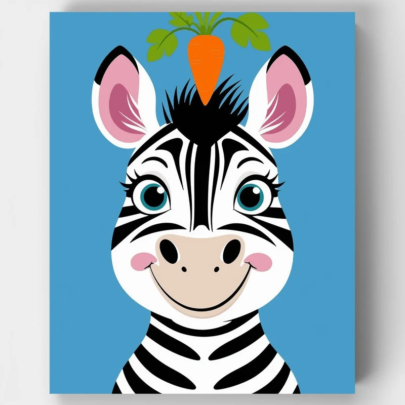 Happy Zebra with Carrot - Paint by Numbers Kit