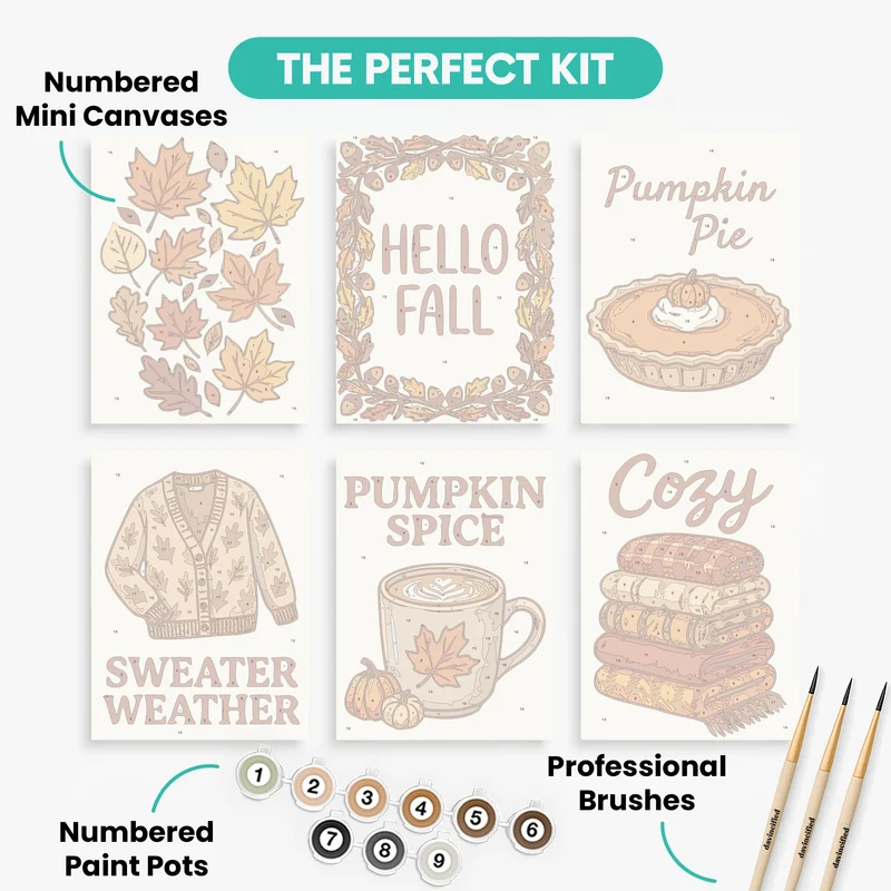 Hello Fall Autumn Vibes - Mini Paint by Numbers Set