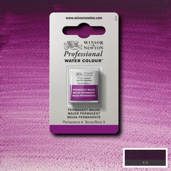 Winsor and Newton - Professional Artists' Watercolour Half Pan - HP - Permanent Mauve