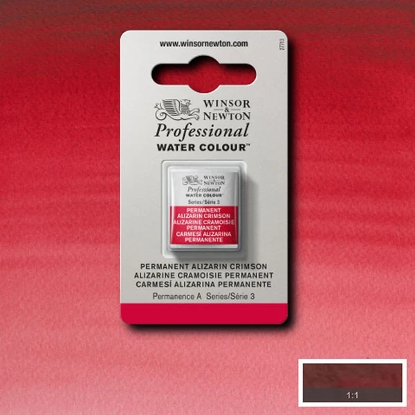 Winsor and Newton - Professional Artists' Watercolour Half Pan - HP - Permanent Alizarin Crimson