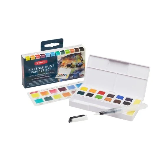 Derwent Inktense 12 Paint Pan Travel Set #1 Aquarell