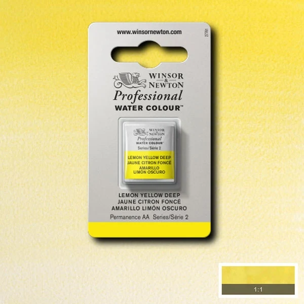 Winsor and Newton - Professional Artists' Watercolour Half Pan - HP - Lemon Yellow Deep