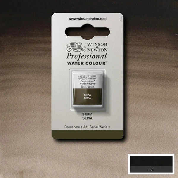 Winsor and Newton - Professional Artists' Watercolour Half Pan - HP - Sepia