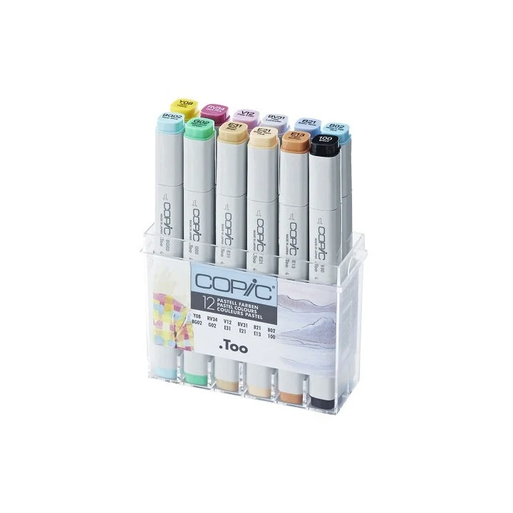 COPIC Classic Pastel Colors Markers, Set of 12