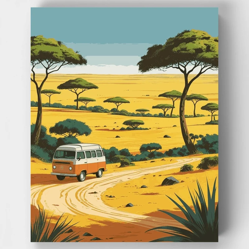 Masai Mara Safari Van Adventure - Paint by Numbers Kit