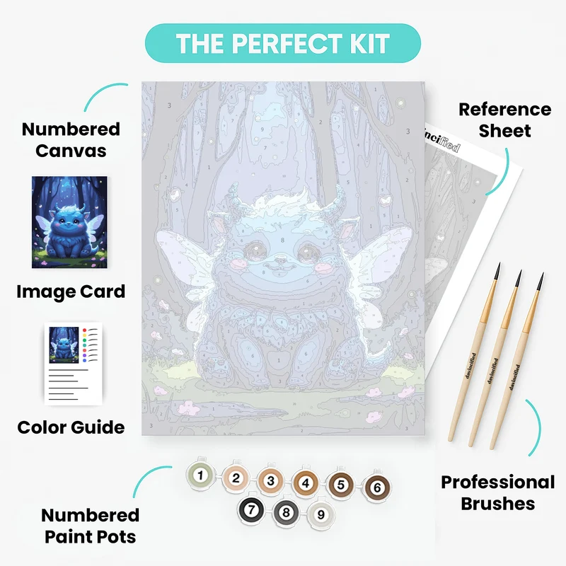 Blue Fantasy Forest Monster - Paint by Numbers Kit