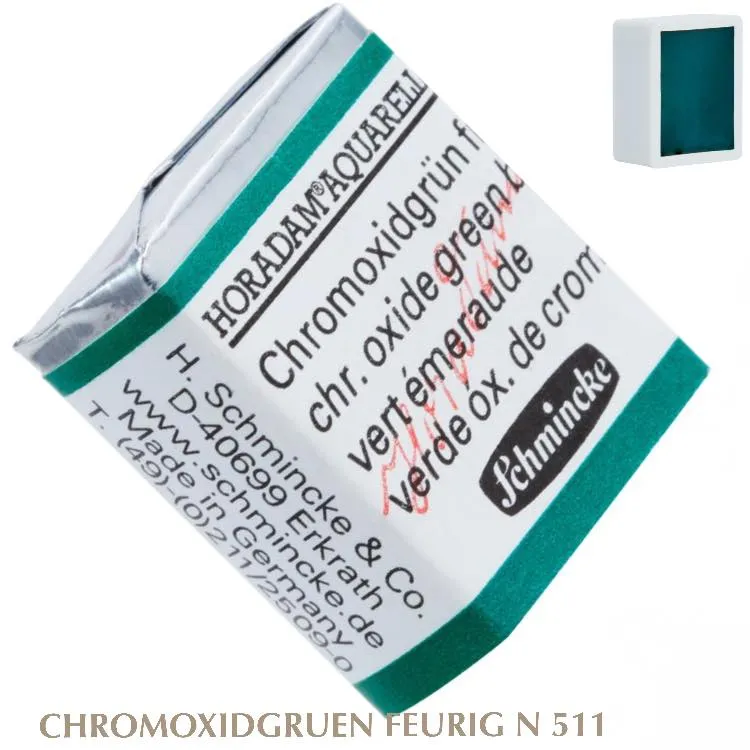 Schmincke HORADAM Aquarellfarbe 1/2 Näpfchen № 511 Chromoxidgruen Feurig
