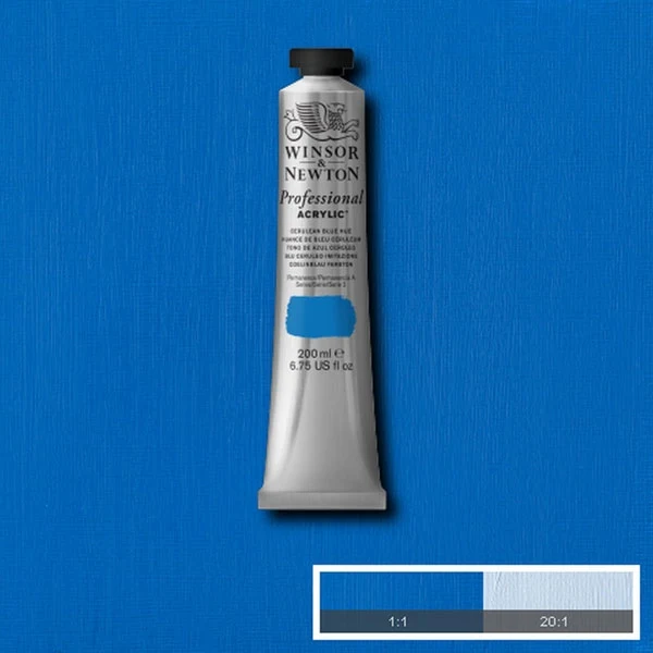 Winsor and Newton - Professional Artists' Acrylic Colour - 200ml - Cerulean Blue Hue
