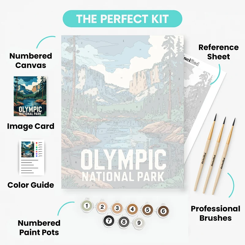 Olympic National Park Valley River Vista - Paint by Numbers Kit