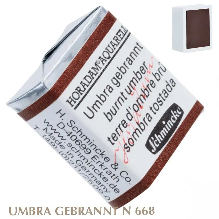 Schmincke HORADAM Aquarellfarbe 1/2 Näpfchen № 668 Umbra Gebrannt