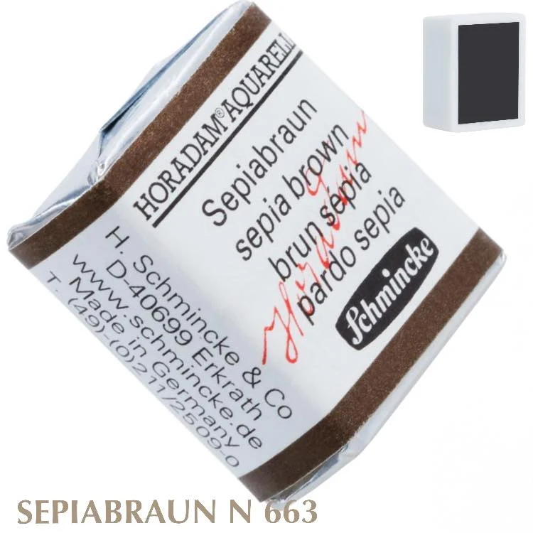 Schmincke HORADAM Aquarellfarbe 1/2 Näpfchen № 663 Sepiabraun