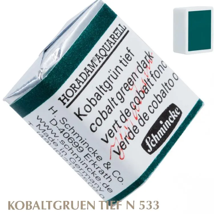 Schmincke HORADAM Aquarellfarbe 1/2 Näpfchen № 533 Kobaltgruen Tief