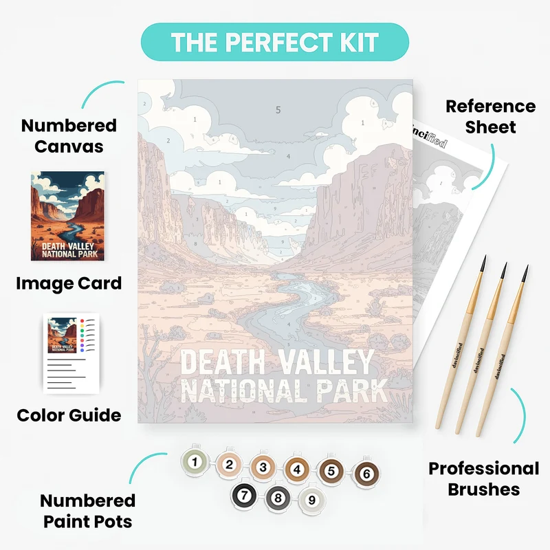 Death Valley Canyon Winding River Landscape - Paint by Numbers Kit