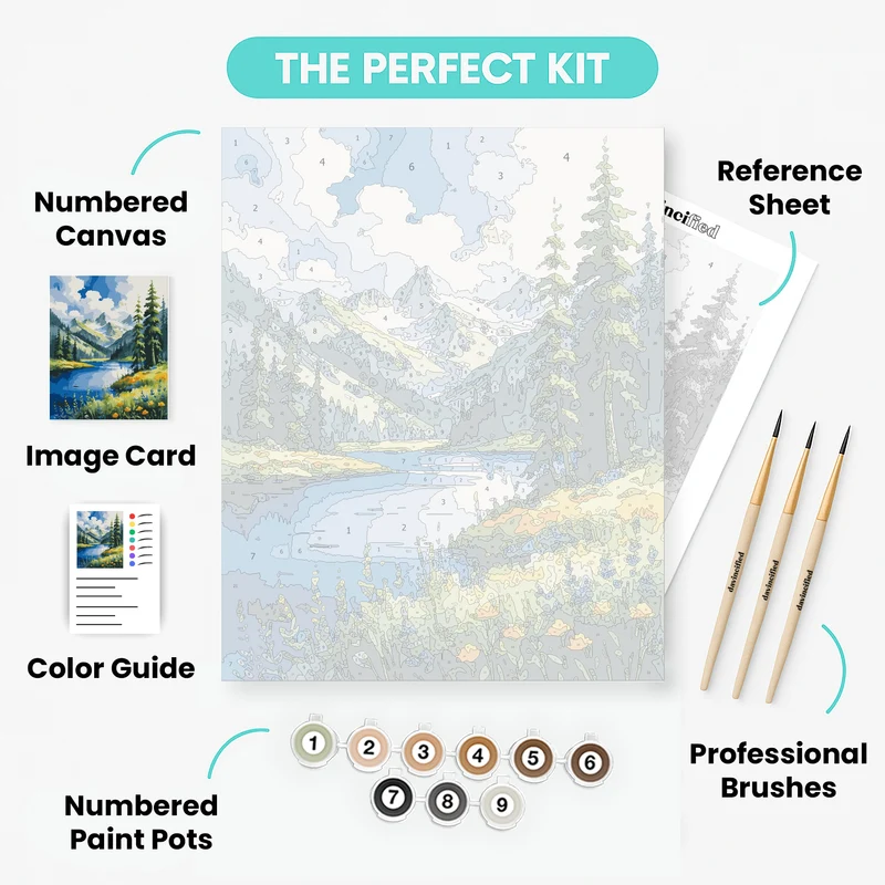 Glacier National Park Wildflower Meadow Lake - Paint by Numbers Kit