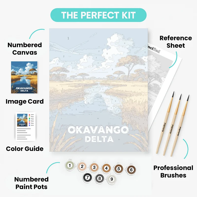 Okavango Delta Golden Savanna Channel - Paint by Numbers Kit