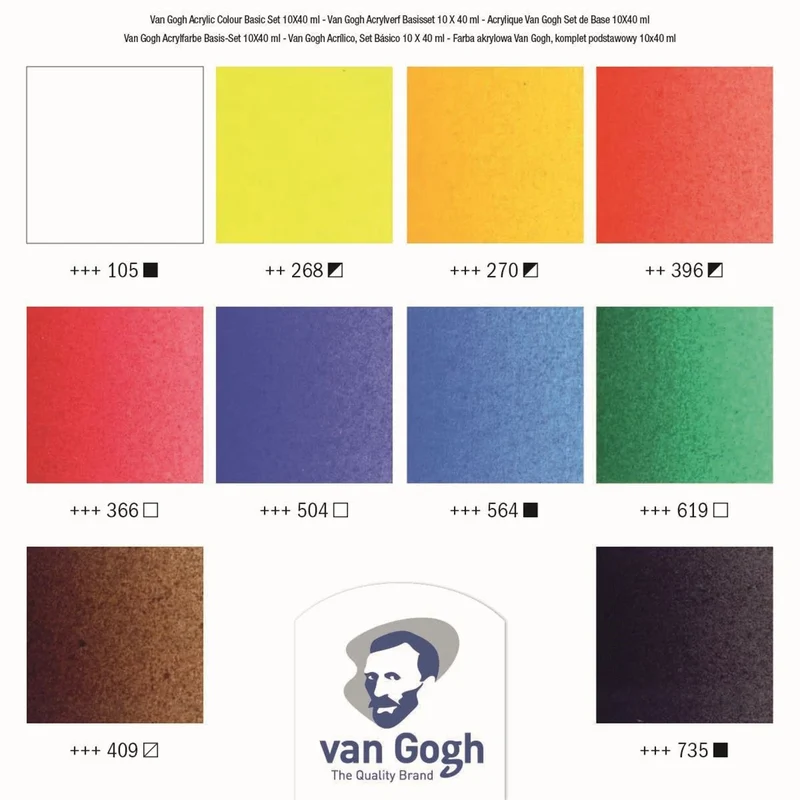 Van Gogh Basis-Set Acrylfarbe – 10 Farben à 40 ml