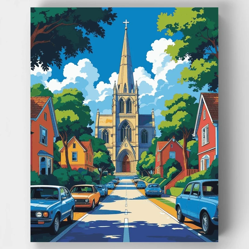 Christchurch Cathedral Street Scene - Paint by Numbers Kit