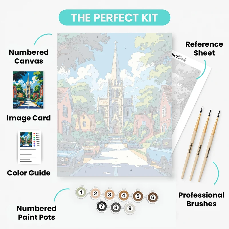 Christchurch Cathedral Street Scene - Paint by Numbers Kit