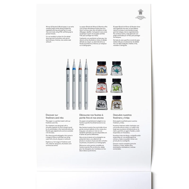 Winsor and Newton - Extra Smooth Bristol Boards Sketch Pad 250gsm - A3