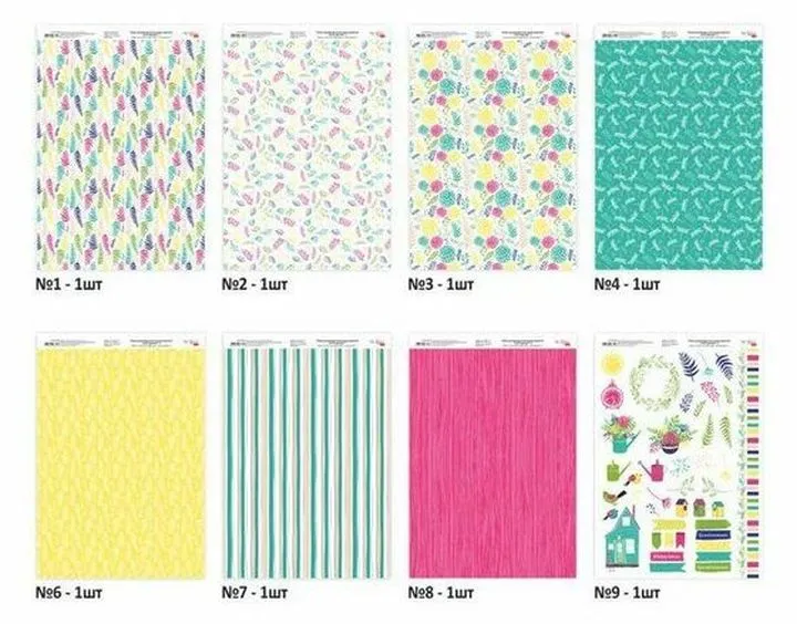 Scrapbooking Paper Set Floral garden 21 x 29.7 cm