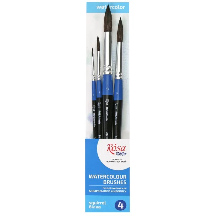 ROSA Studio Round Brush Set for Watercolor, Set of 4
