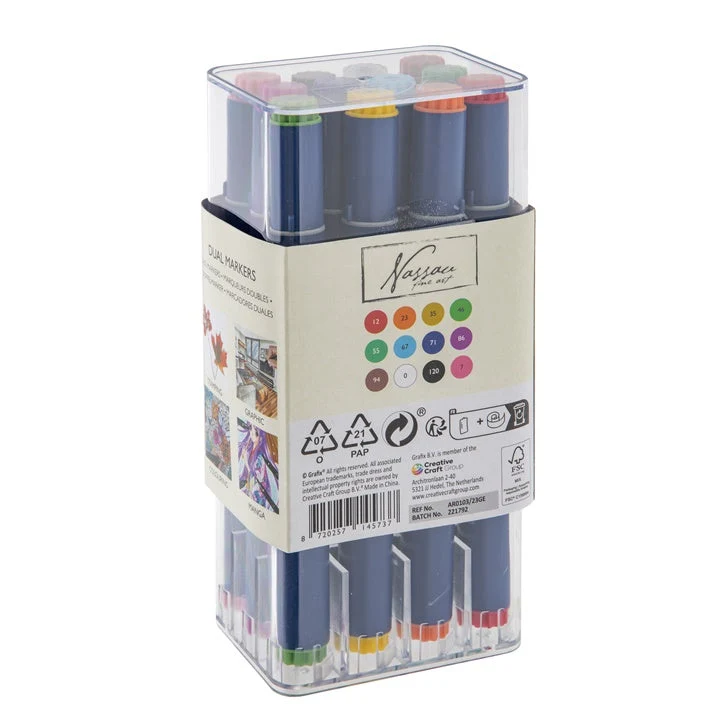 Nassau Fine Art Double-Sided Markers, Set of 12