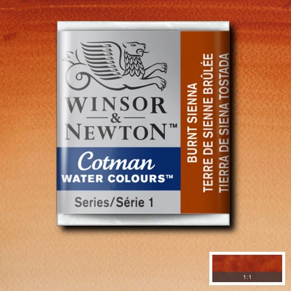 Winsor and Newton - Cotman Watercolour Half Pan - Burnt Sienna