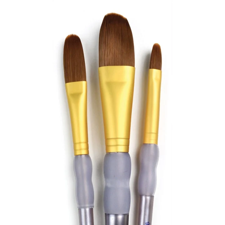 Royal & Langnickel Brush Set, 3 pcs, Brown Taklon, Cat's Tongue and Oval (RCC-245)