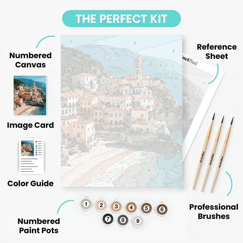 Amalfi Coast Italian Village - Paint by Numbers Kit