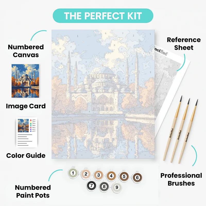 Istanbul Blue Mosque in Autumn - Paint by Numbers Kit