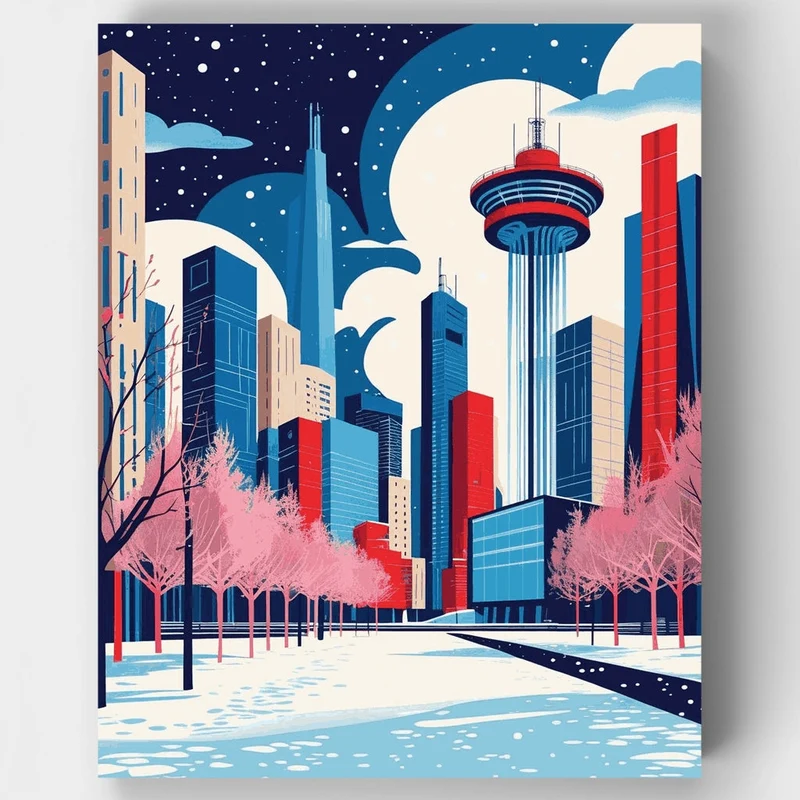 Calgary Winter Skyline - Paint by Numbers Kit