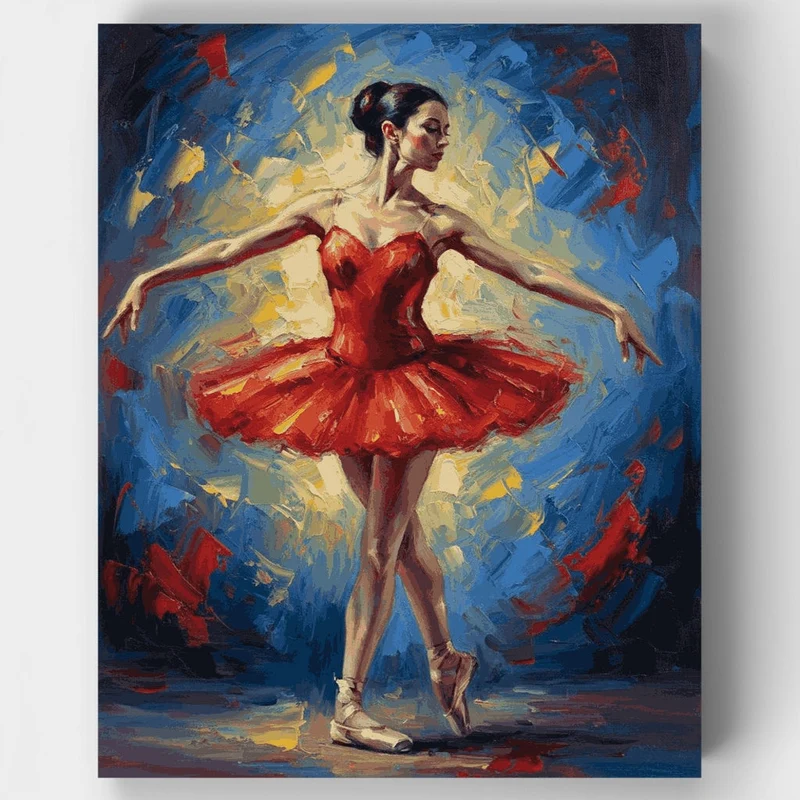 Red Ballerina in Motion - Paint by Numbers Kit