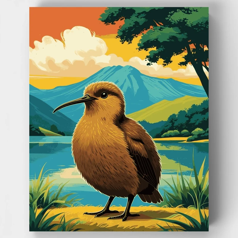 Kiwi Bird by the Lake - Paint by Numbers Kit