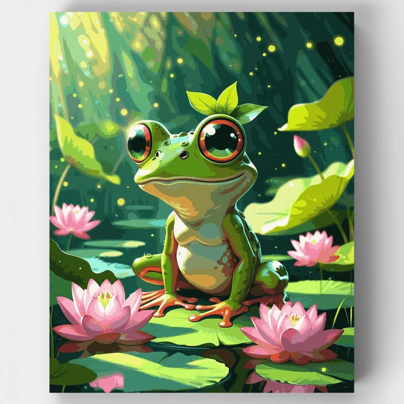 Enchanted Frog on Lily Pad - Paint by Numbers Kit