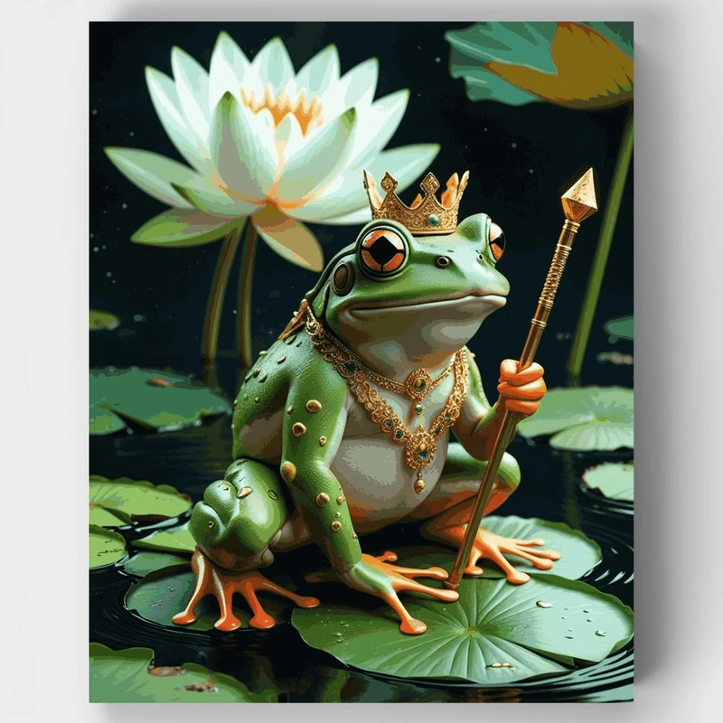 Frog King on Lily Pad - Paint by Numbers Kit