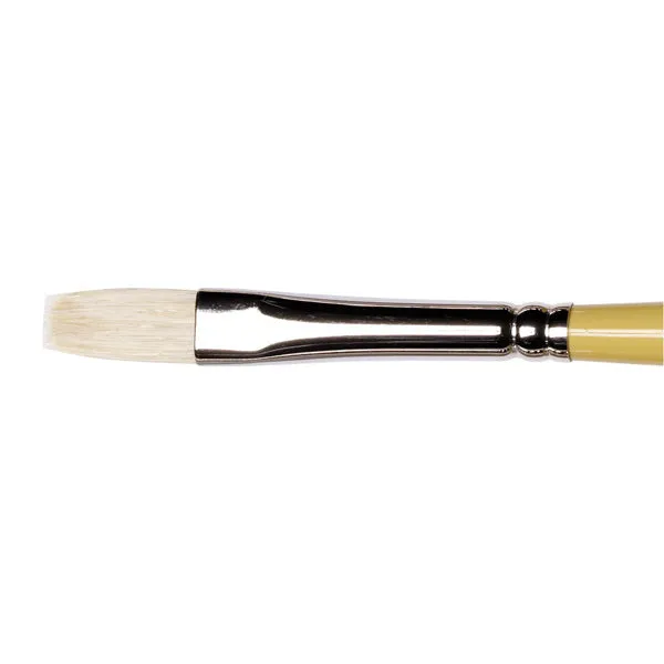 Winsor and Newton - Artists' Hog Short Flat-Bright Long Handle Brush - No. 4