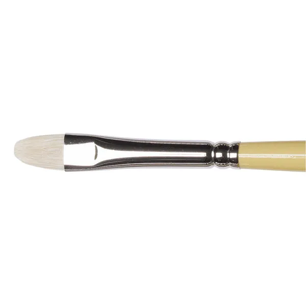 Winsor and Newton - Artists' Hog Short Filbert Long Handle Brush - No. 4