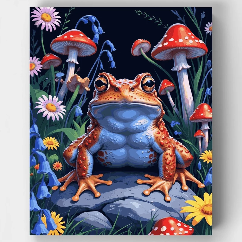 Enchanted Toad in Mushroom Garden - Paint by Numbers Kit