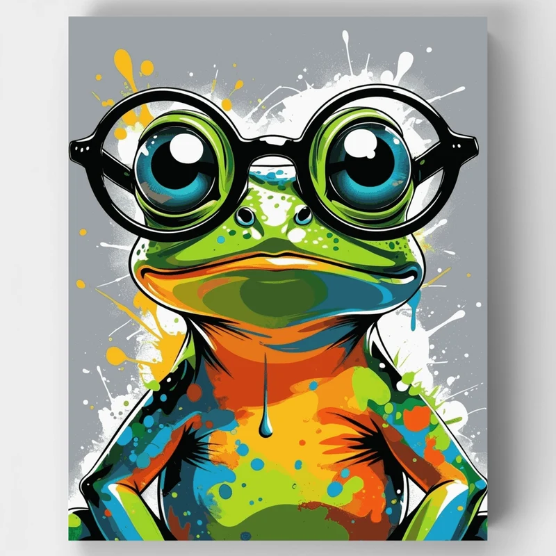 Nerdy Frog with Glasses - Paint by Numbers Kit