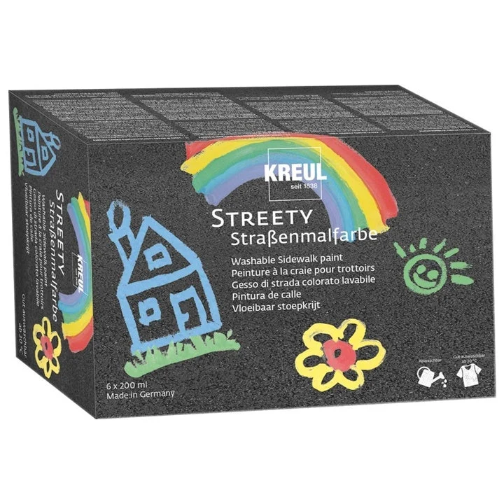 KREUL STREETY Washable Sidewalk Paint Set of 6 x 200 ml