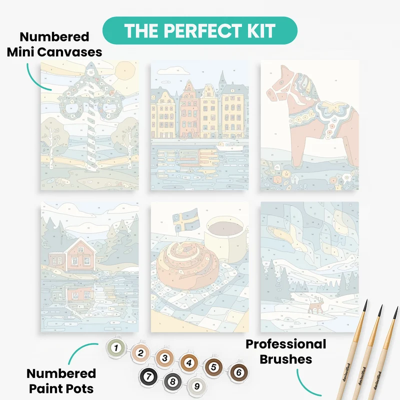 Sweden - Mini Paint by Numbers Set