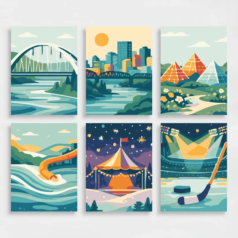 Canadian Cities and Landmarks - Mini Paint by Numbers Set