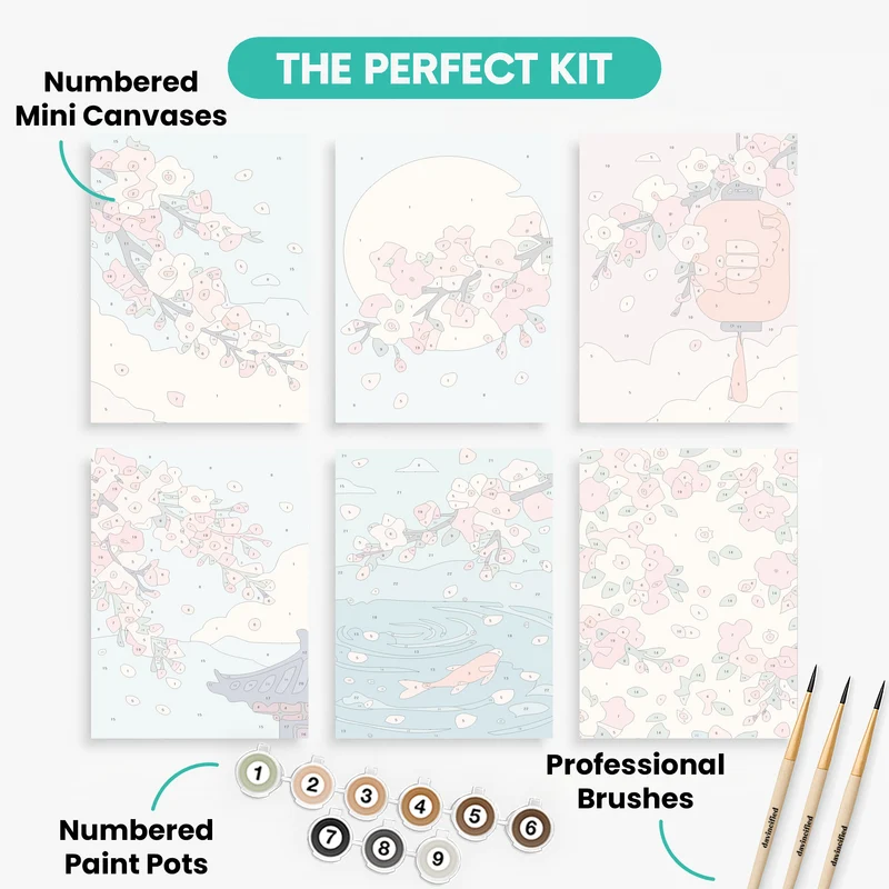 Cherry Blossoms - Mini Paint by Numbers Set