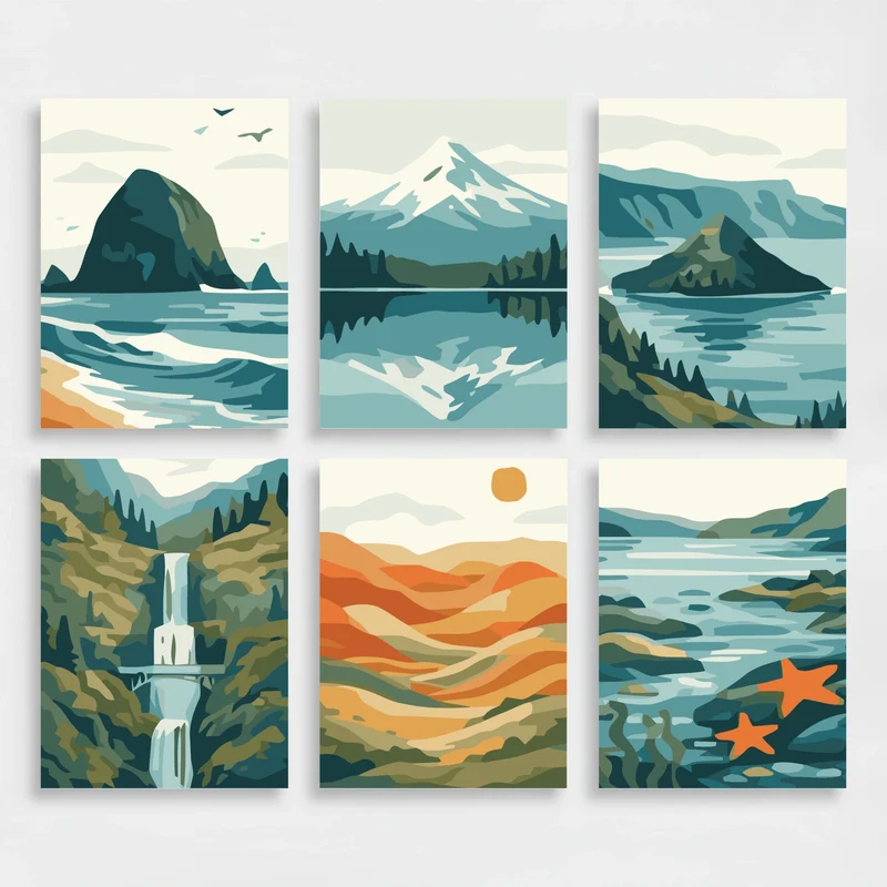 Pacific Northwest Landscapes - Mini Paint by Numbers Set