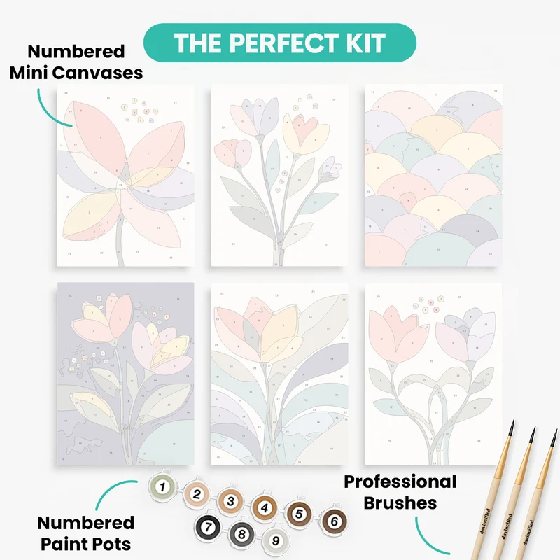 Abstract Flowers - Mini Paint by Numbers Set