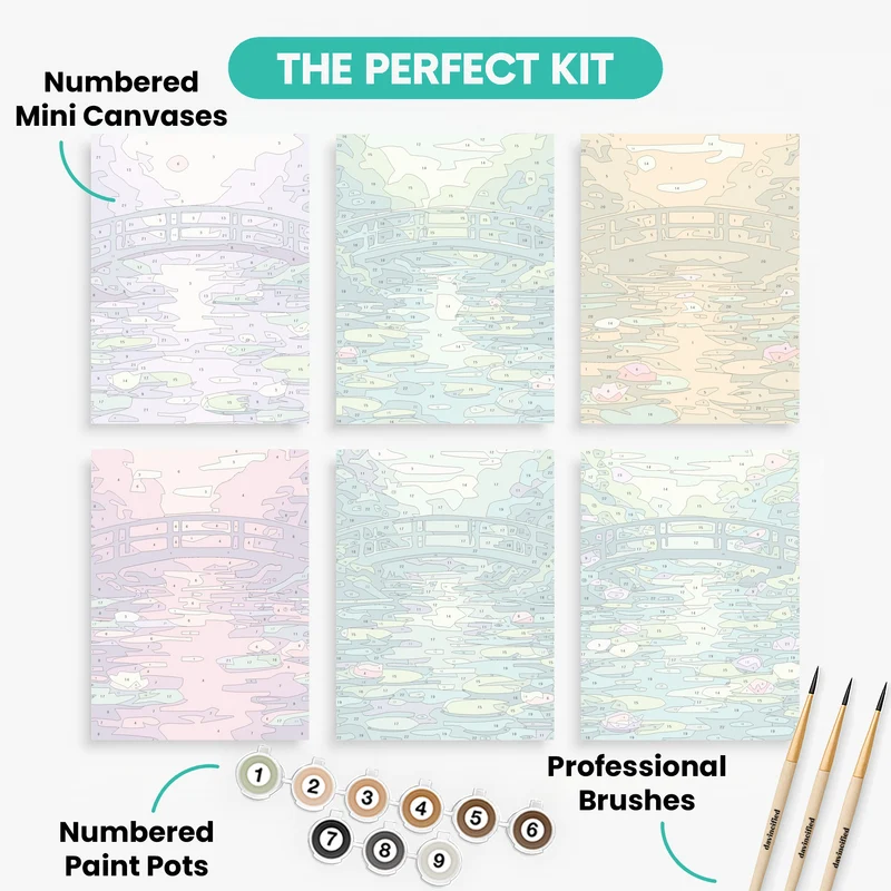 Monet's Water Lilies Bridge - Mini Paint by Numbers Set