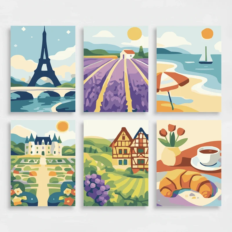 French Destinations - Mini Paint by Numbers Set