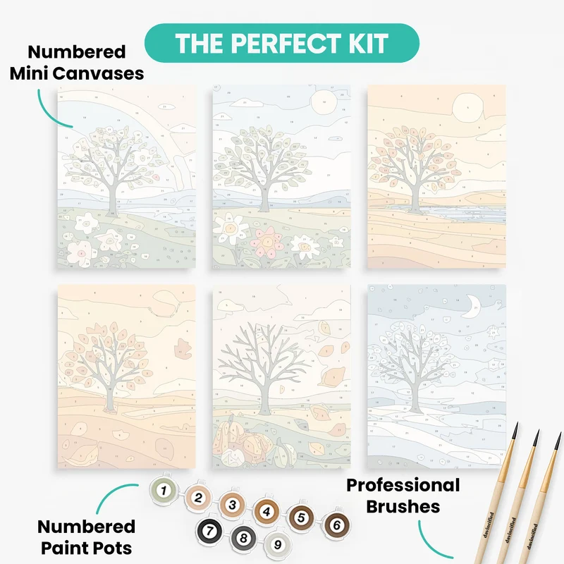 Four Seasons Tree - Mini Paint by Numbers Set